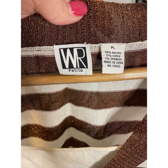 Vintage 90s WR Copper Sparkle Stretch Knit Pullover Cap Sleeve Top Sz LP - Picture 5 of 9